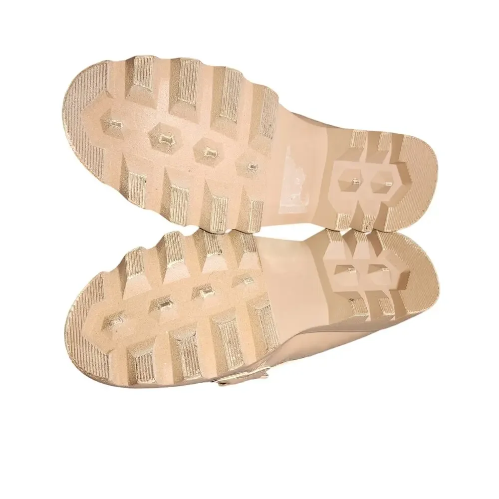Chelsea & Violet 8M Tan Patent PU Horsebit Link Chunky Sole Platform Loafers